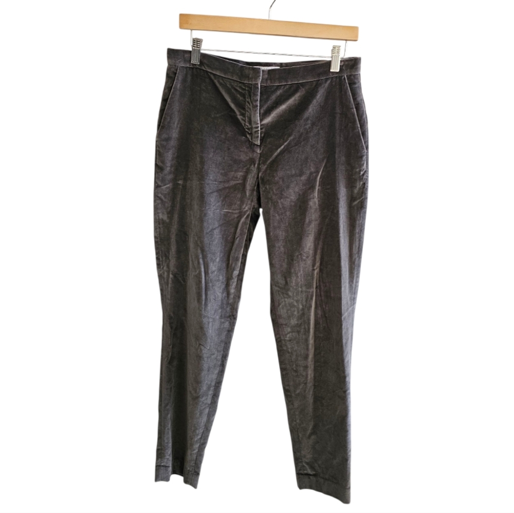 Fabiana Filippi Velvet Trousers Gray Cotton Pants Zip Made In Italy Size Small